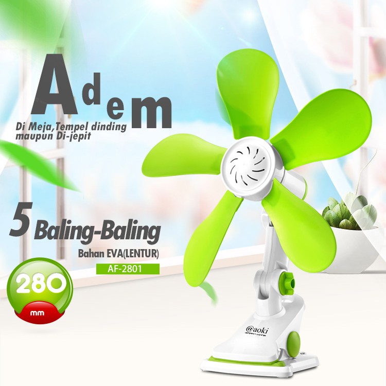 AOKI Kipas angin jepit eva lentur adem tempel dinding 280mm af 2801