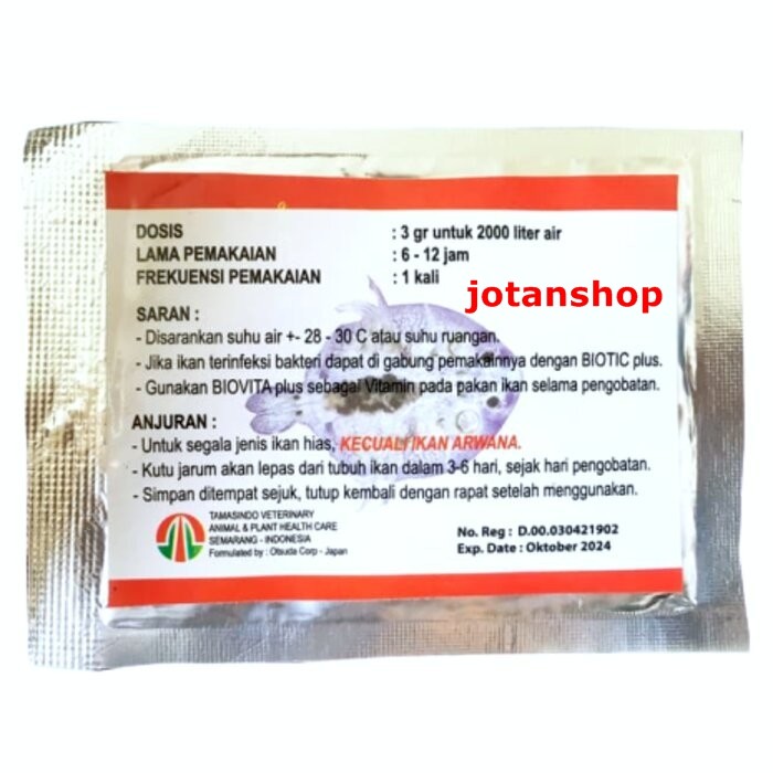 Basmi Kutu Plus 3gr Obat Ikan Anti Parasit Kutu Jarum Bulat Ampuh 3 gr