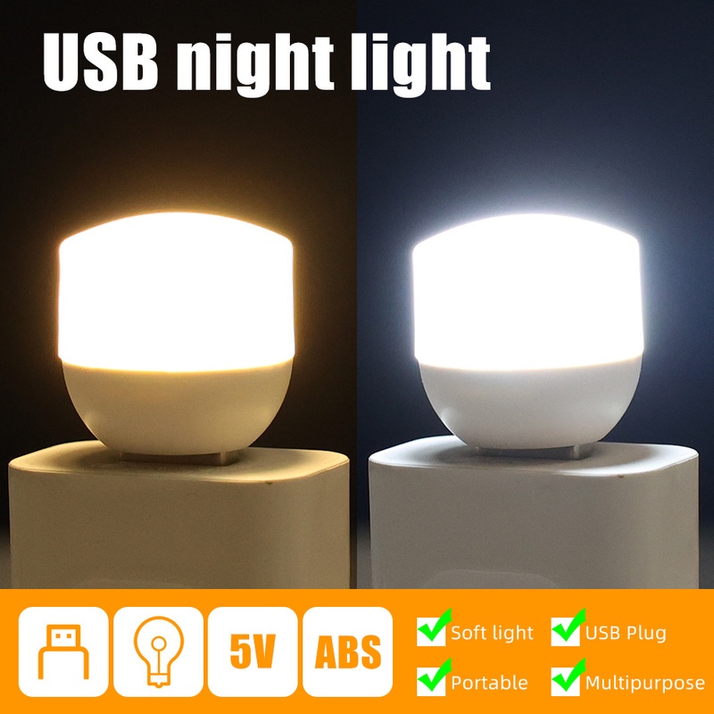 Lampu Malam Led USB Plug Power Charging Portable Proteksi Anak Untuk Baca Buku / Komputer / Kamar Tidur