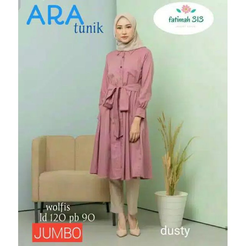 Baju atasan tunik wanita muslim polos jumbo atasan big size  LD 120