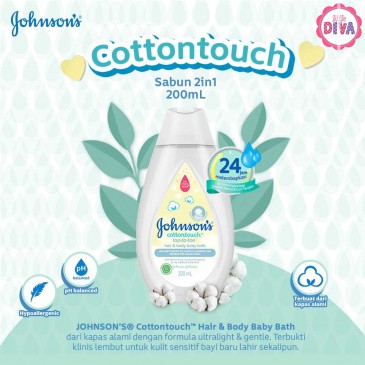 200ml JOHNSON'S COTTON TOUCH TOP TO TOE HAIR BODY BABY BATH Shampo Sabun Mandi Bayi Johnson Johnsons