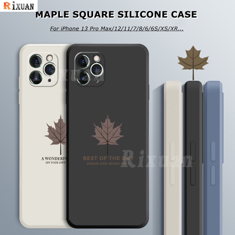 Casing iPhone 13 Pro iPhone 12 Pro Max iPhone 12 iPhone11 Pro iPhone XR iPhone 6 6S iPhone 7 8 Plus iPhone XS Luxury Maple Leaf Pattern Soft Square Silicone Phone Case Cover Rixuan