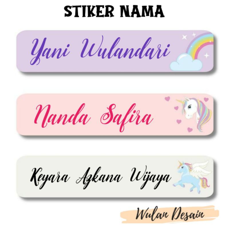 

Jasa desain dan Cetak Sticker Label Nama Custom siap tempel satu hari jadi bisa buat buku tulis, pensil dan barang kepunyaan lainnya isi 40pcs