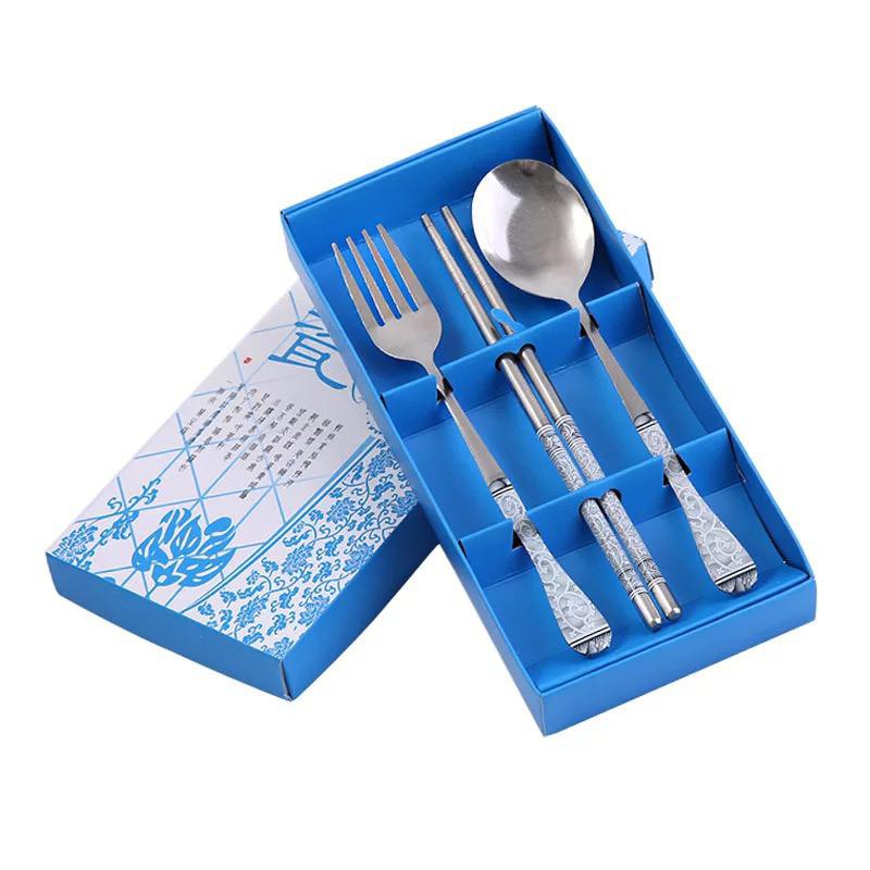 ☛TK☚ R050 Sendok Garpu Sumpit Set 3 in 1 Makanan Stainless Steel Souvenir Nikah Kado Alat Makan