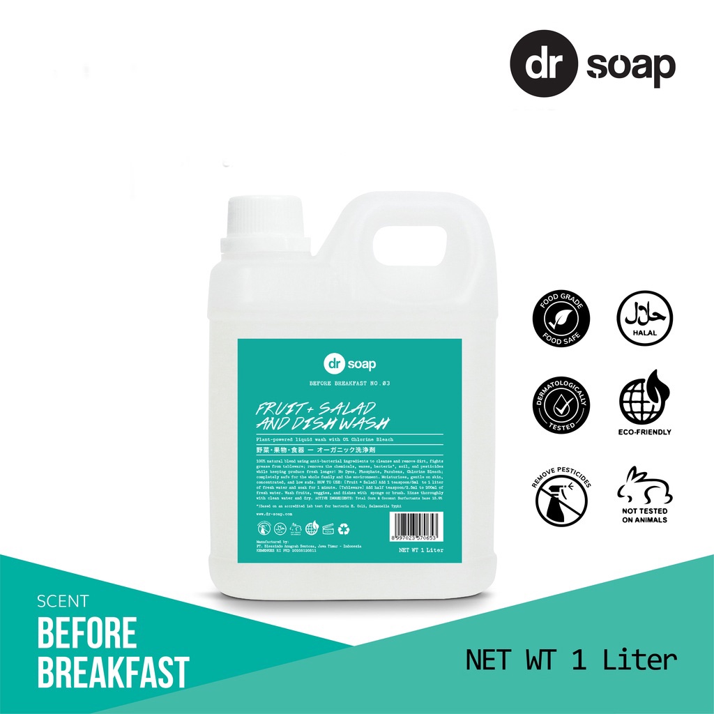 DR SOAP FRUIT SALAD &amp; DISH WASH - BEFORE BREAKFAST 1 LITER REFILL SABUN CUCI TANGAN