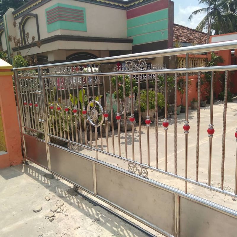 pintu pagar stainless dorong