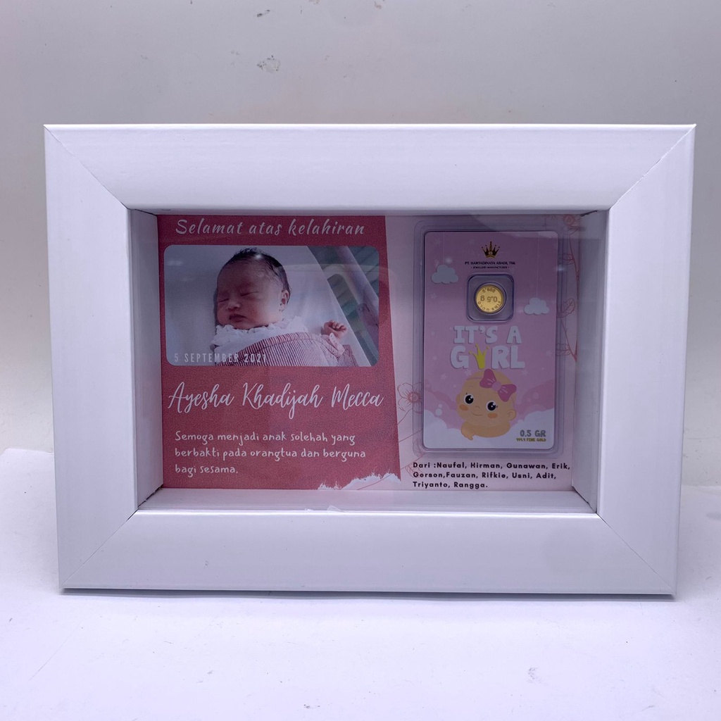 (UKURAN S 15x10) HAMPERS Gift CUSTOM Bingkai FRAME Mahar 3D Minigold / Hadiah / Kado Mahar variasi Minigold / Design Frame Birthday Wedding Newborn Baby Graduation (TIDAK TERMASUK EMAS)