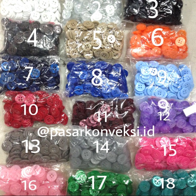 Kancing Safari 24/4 (15 mm)-  +/- 144 pcs