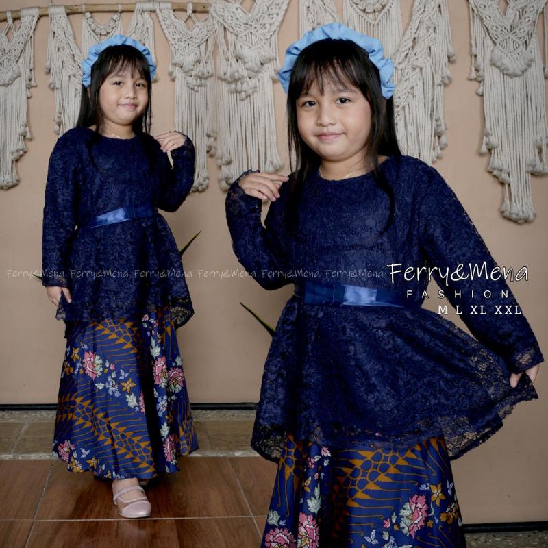 stelan kebaya anak brokat Aurora//kebaya anak umur 5-12 tahun//kebaya pinguin/Kebaya Aurora