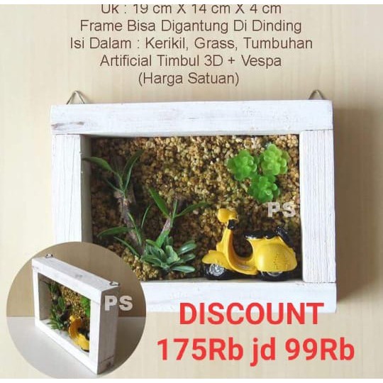Frame Vintage Pajangan Artificial Plant Timbul 3D