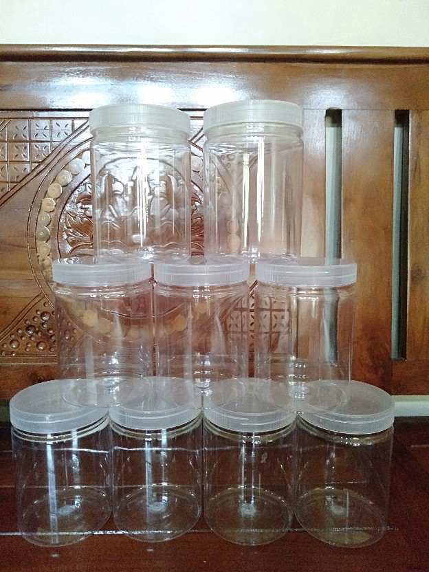 (min. Beli 6pc) Jar Cylinder 750ml/ Toples Silinder Tutup Ulir/ Plastik Pet/ Kue/ Puding/ Permen