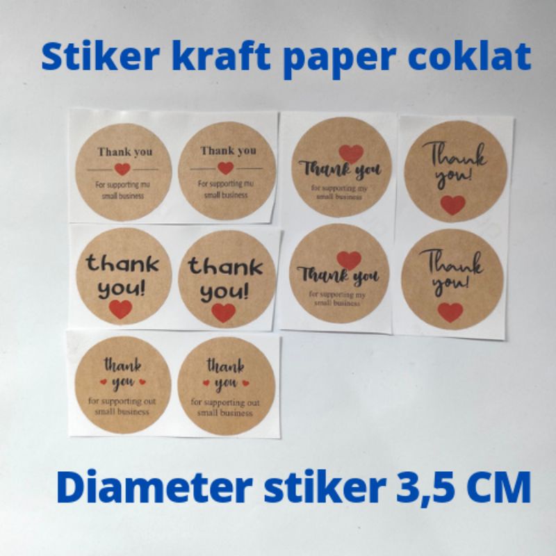 10 PCS STIKER KRAFT | UK 3,5 CM STIKER THANKYOU STIKER LABEL STIKER UCAPAN