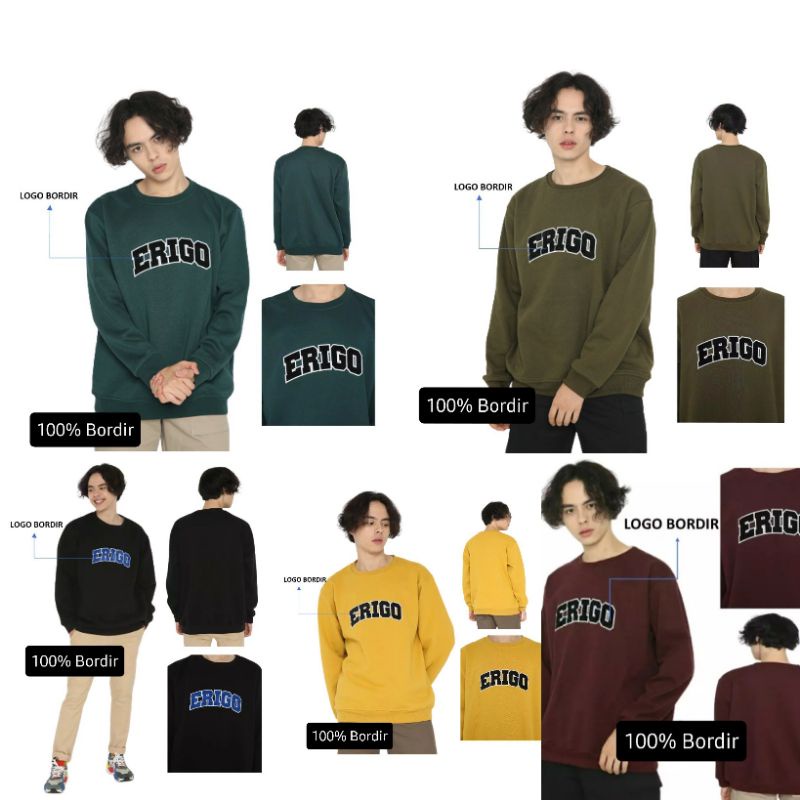 Sweater Erigo Crewneck Bordir Pria Wanita Premium M L XL XXL