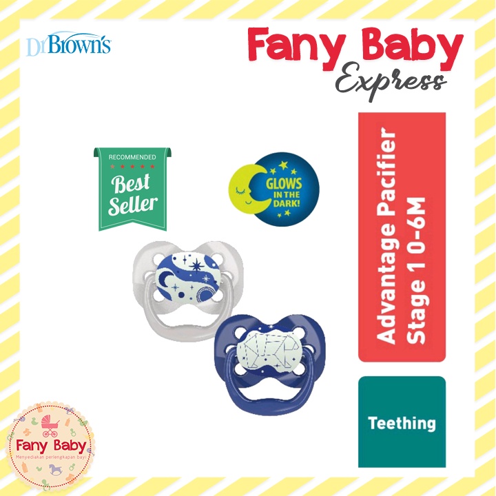 DR BROWNS ADVANTAGE PACIFIER GLOW IN THE DARK STAGE 1 - 2 [2 PACK]