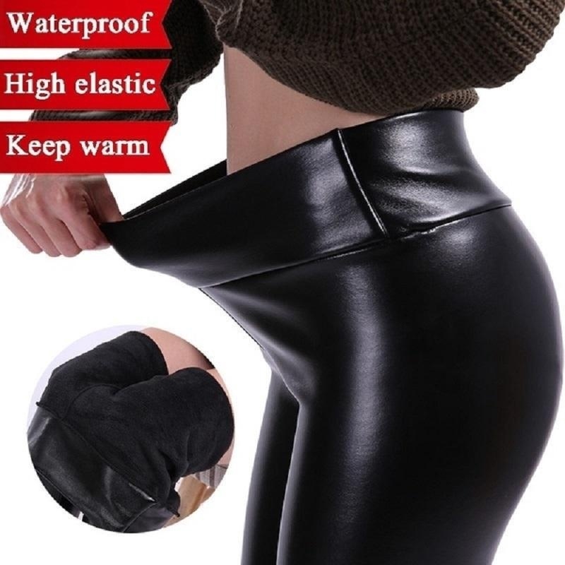 womens black shiny leggings