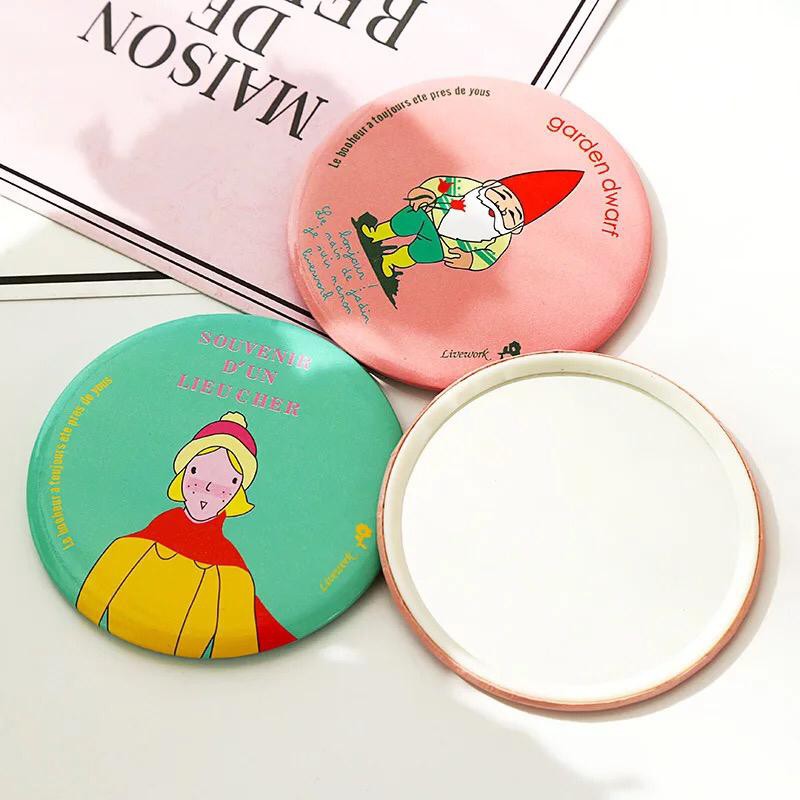 ✧YUKSHOPING✧R029 MIROR CERMIN KACA BULAT MAKE UP TRAVELING KARAKTER LUCU IMPORT cod-4