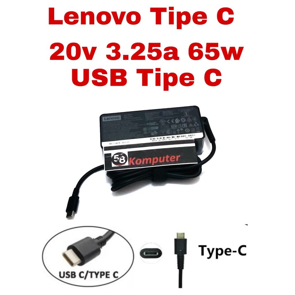 Adaptor Charger Laptop Lenovo Yoga C740 C930 C940 S730 IdeaPad 730s 20V 3.25A 65W USB-C Type C