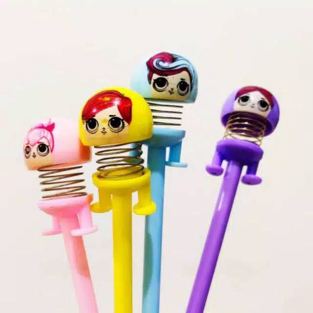 PAKET Bolpen Spiral Doll Karakter lucu ( Isi 12Pc)