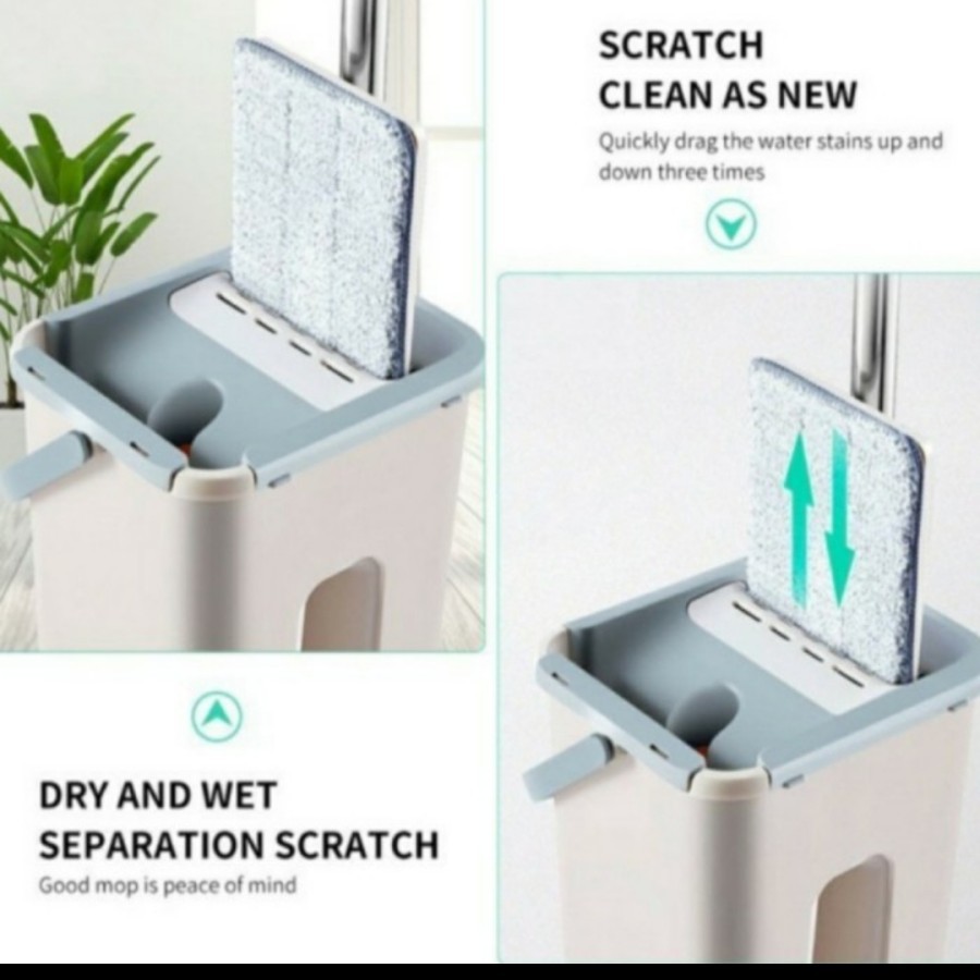 Alat pel ember set tanpa peras flat scratch mop multifungsi serbaguna