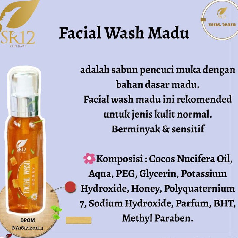 SR12 FACIAL WASH HONEY / SABUN MADU AMPUH UNTUK WAJAH KERING