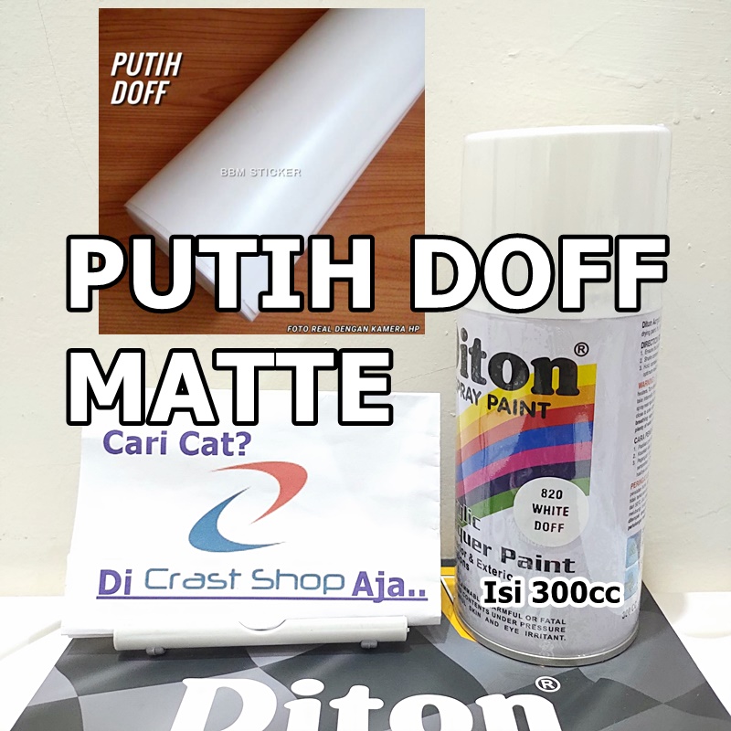 Cat Pilox DITON White Doff 820 300cc warna putih dop matte matt sepeda motor mobil semprot aerosol