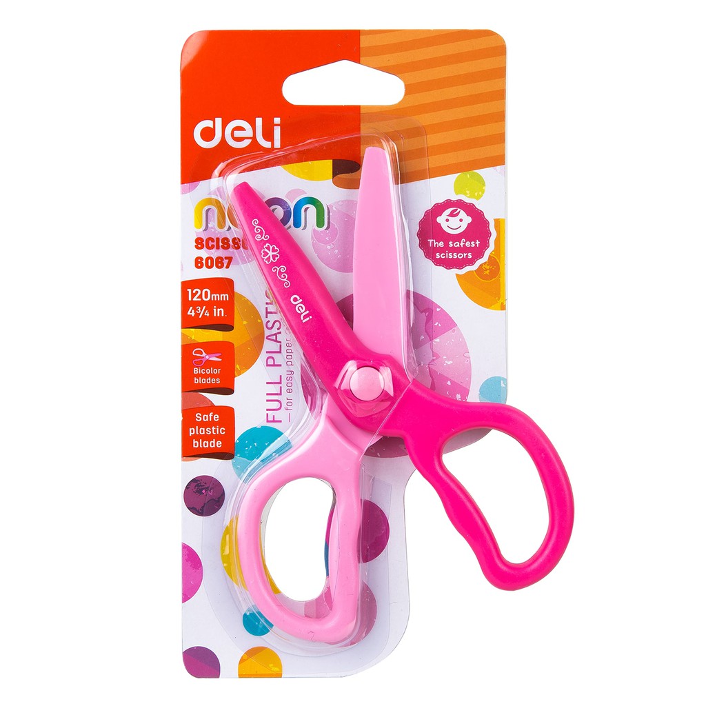 HAPPY TIME DELI GUNTING NEON BAHAN PLASTIK 120mm UNTUK ANAK AMAN PLASTIC SCISSORS GUNTING KERTAS ALAT TULIS KERAJINAN TANGAN SEKOLAH E6067