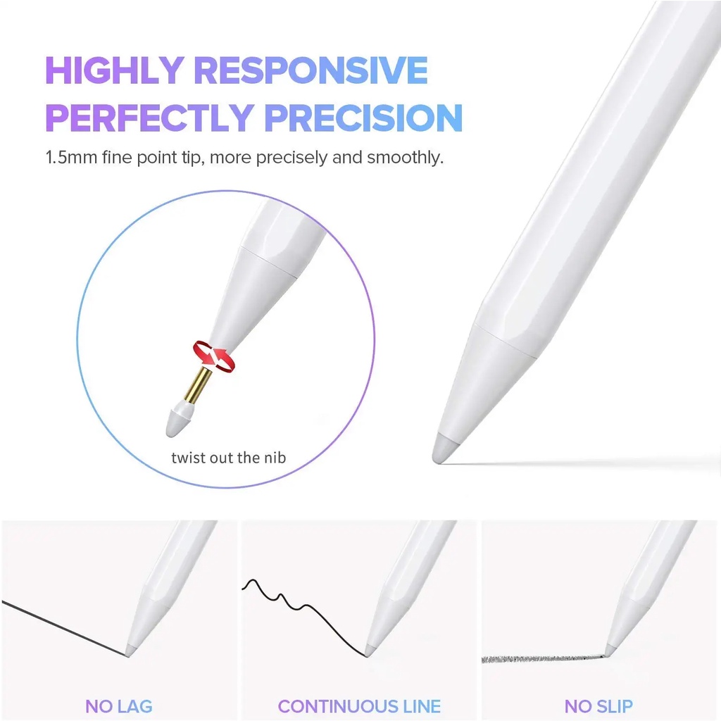 AP Pencil (Gen ke 2) with Palm Rejection and Magnetic Adsorption Design / Pena kapasitif