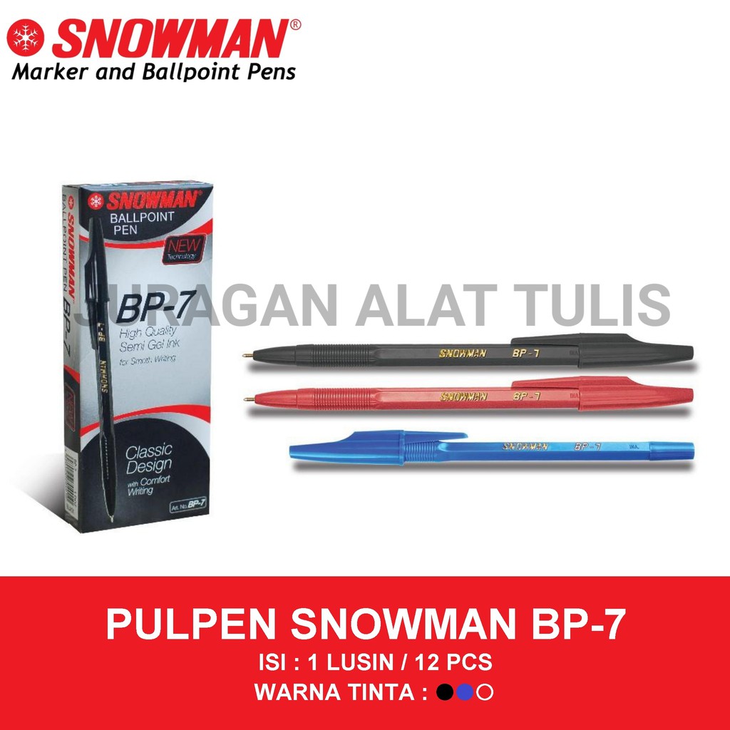 

PULPEN SNOWMAN BP-7 HITAM/BIRU