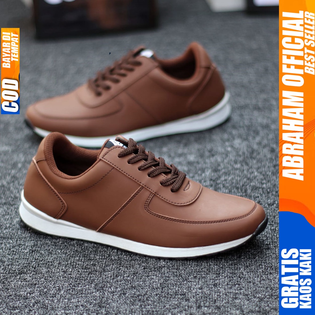 Abraham Prey - Sepatu Casual Sneakers Pria Hitam Kerja Santai