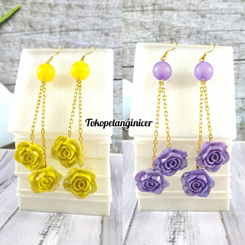 ANTING LUCU - ANTING FASHION - ANTING Hijab JUNTAI Mawar panjang - GIWANG - KERABU AKSESORIS