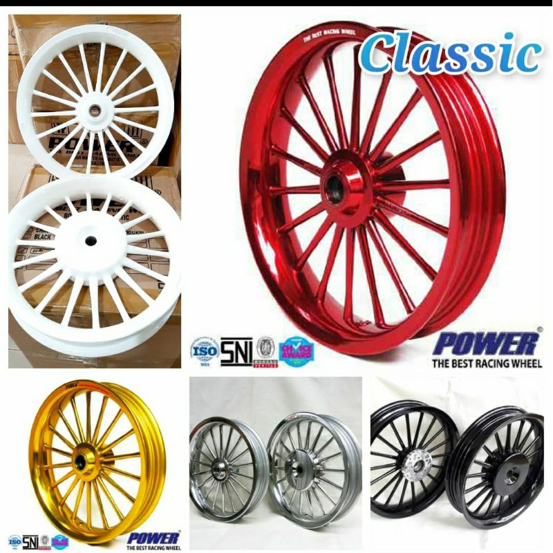 velg racing merk power type classic mio m3 125, fino grande 125, xride f1 125, soul gt 125
