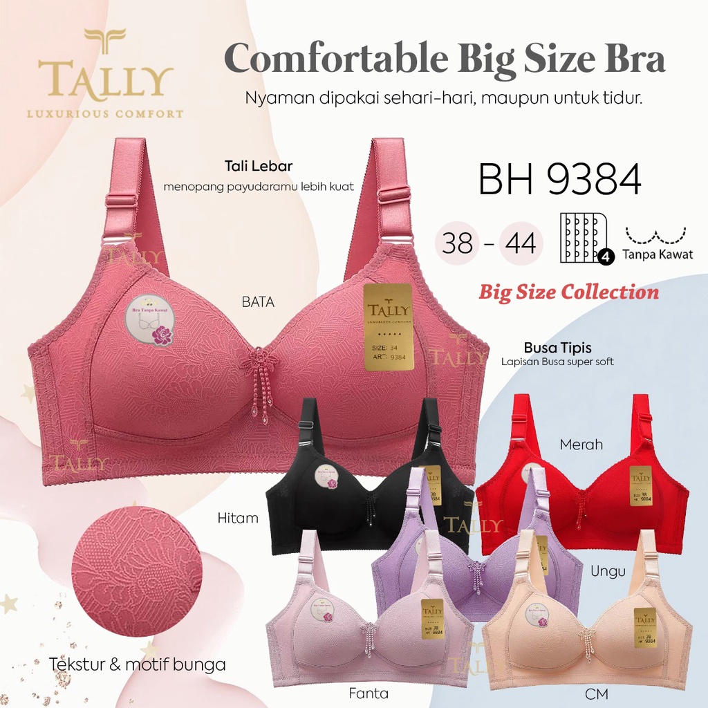 Bh Bra Tally 9384 (Cup C) Kait 4 | Tanpa Busa Tanpa Kawat |fjc