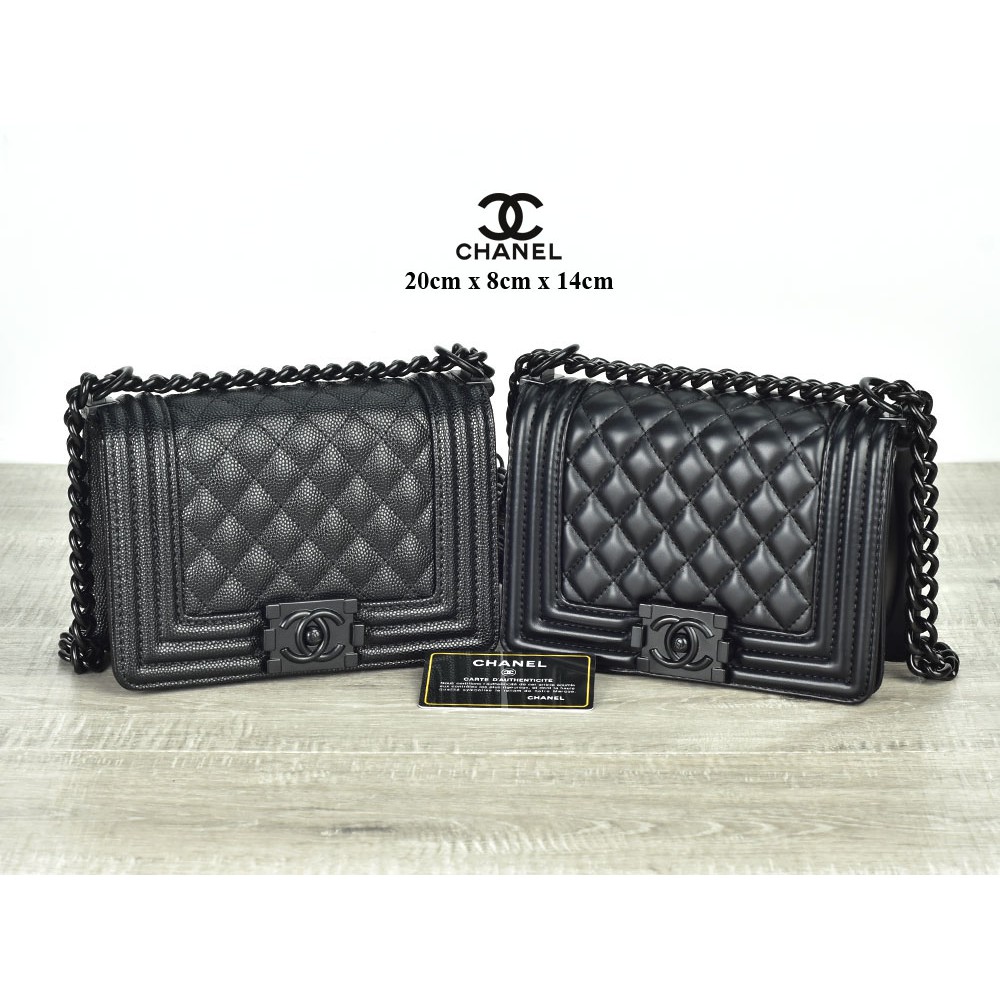 Tas Chanel Boy So Black Small Hitam Semi Premium AH8813