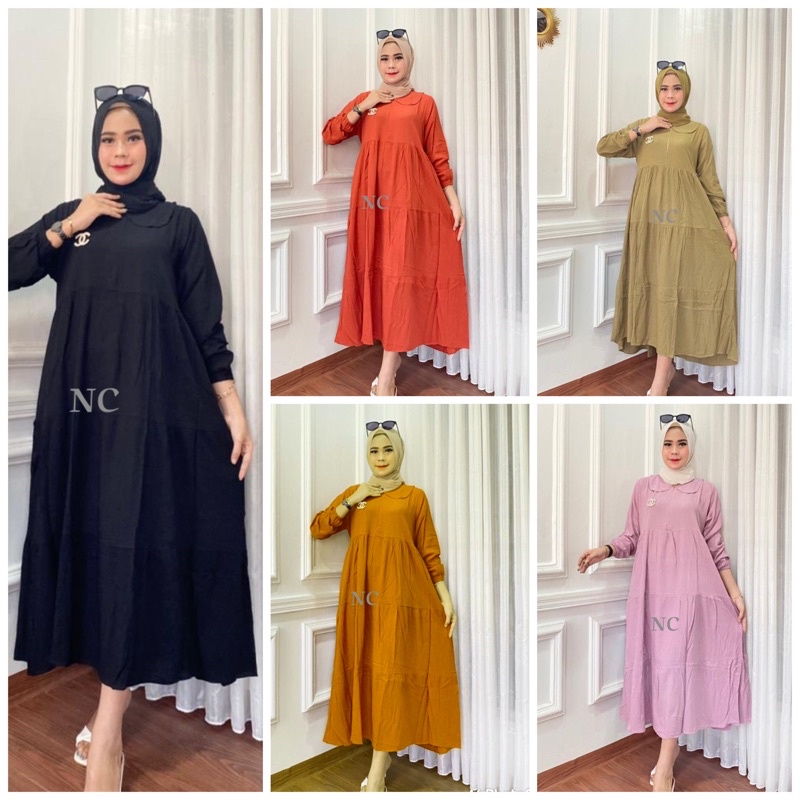 MIDI DRESS KATUN RAYON SABRINA LD 110 PJG 125