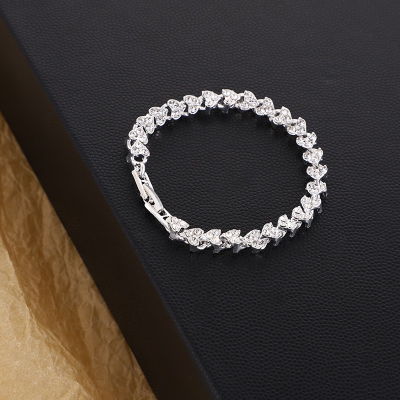 Gelang Bahan Stainless Steel Hias Kristal Dan Berlian Untuk Wanita