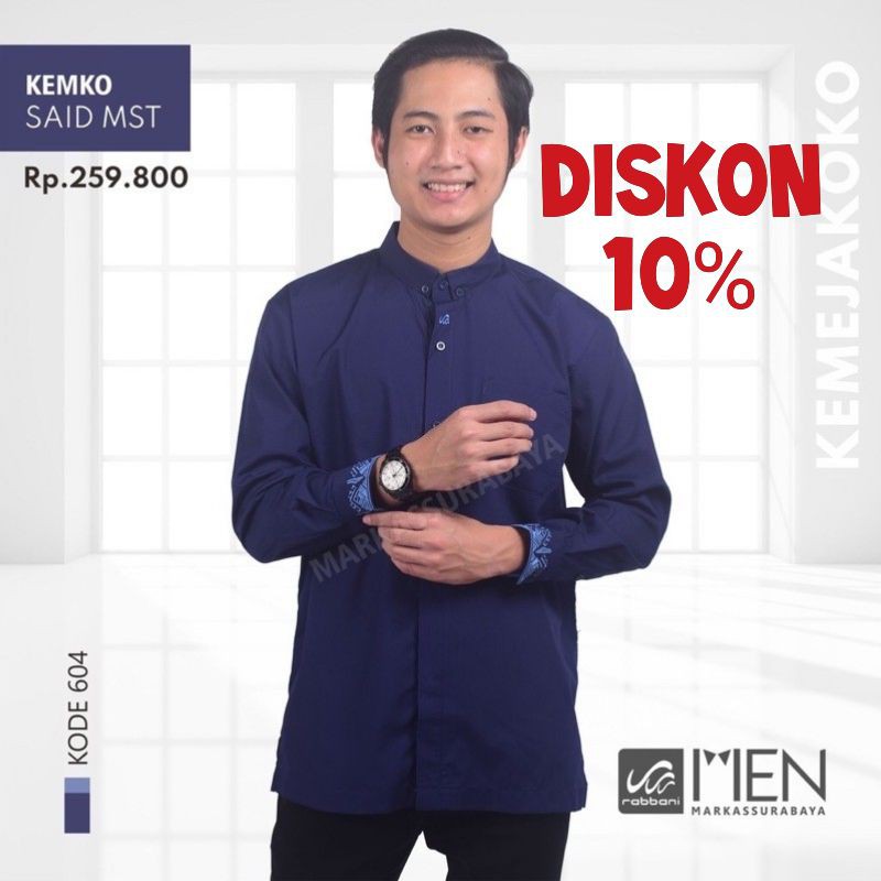 Rabbani Kemko Said Mst M Navy Coklat Muda Baju Koko Lengan panjang