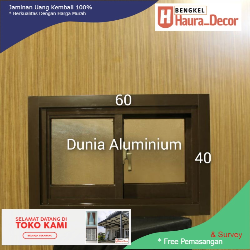 Jendela Sliding / Geser Aluminium 40 x 60