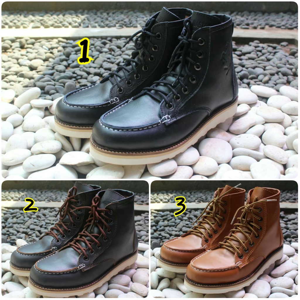SEPATU BOOTS PRIA KULIT ASLI BLACK MASTER SPON ORIGINAL