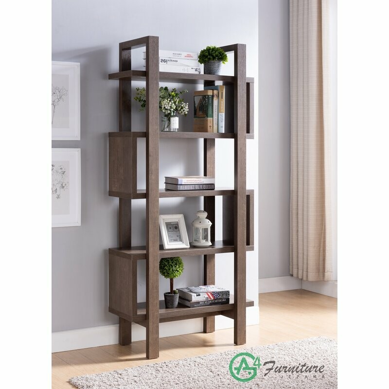 Rak Buku Unik Rustik Kayu Jati Solid