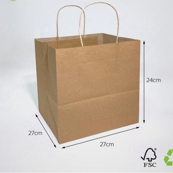 

Grosir 1Dus (300pcs) Paperbag Cake Box 27 x 27x 24 cm Tali Coklat