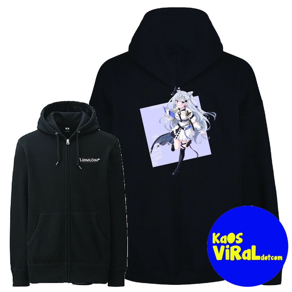 JACKET HOODIE ZIPPER ANIME VTUBER ZETA VESTIA JUMPER UNISEX KAOS VIRAL