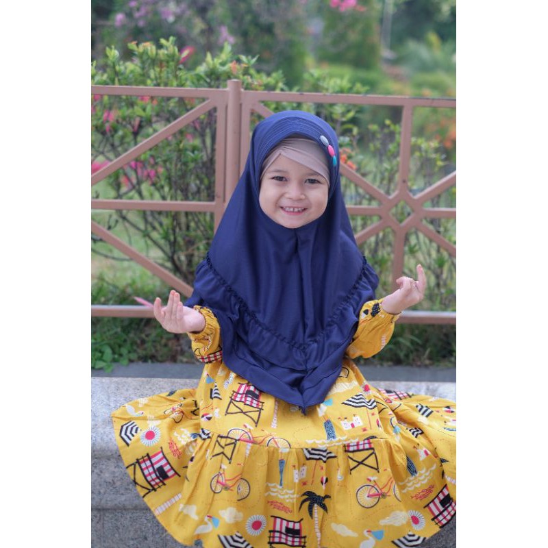 Kerudung Anak 3 KANCING Usia 3-7 th all size