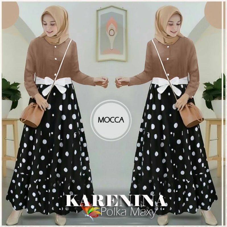 MAXY KARENINA POLKA, MOSCREPE MONALISA, GAMIS HIJAB MUSLIM, MAXY DRESS