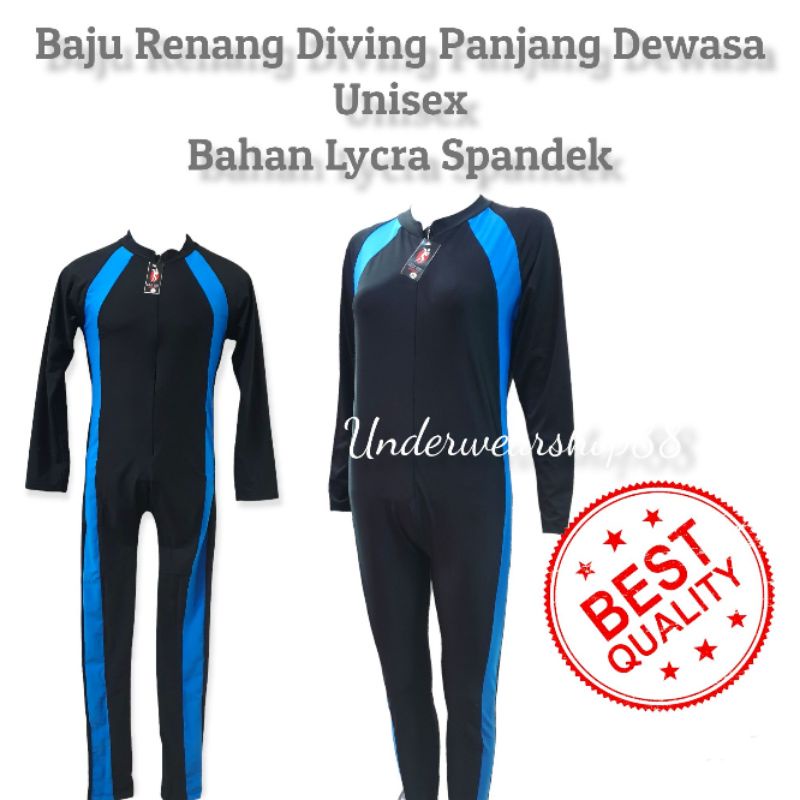 Baju Renang Diving Panjang Dewasa Unisex/Baju Renang Selam Panjang Dewasa Unisex/Diving Swimsuit Panjang/Bahan Lycra Spandek/Size M - XXL/Baju Renang Dewasa Unisex