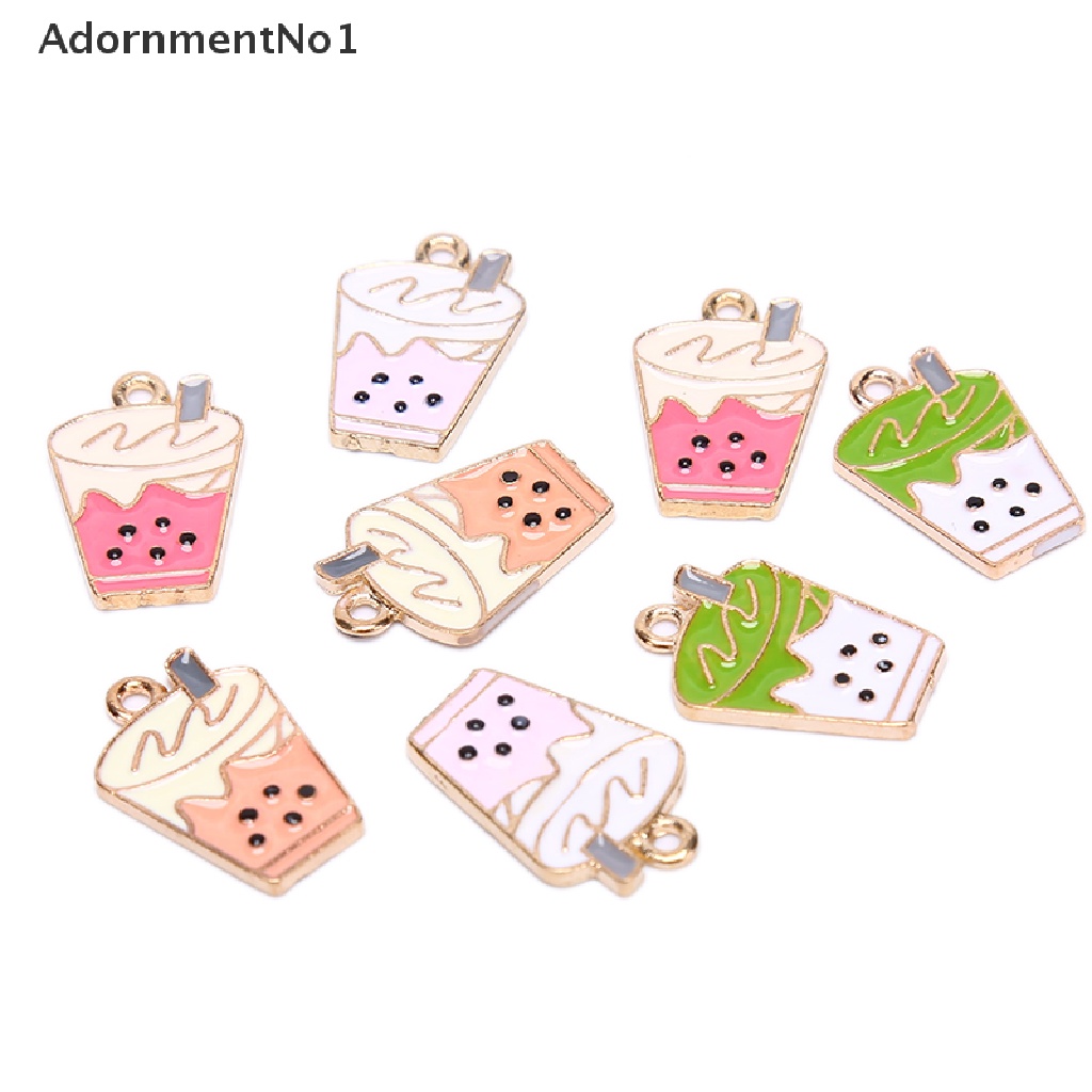 (AdornmentNo1) 10pcs / lot Liontin Enamel Bentuk Milk Tea Untuk Kerajinan Tangan / Perhiasan DIY