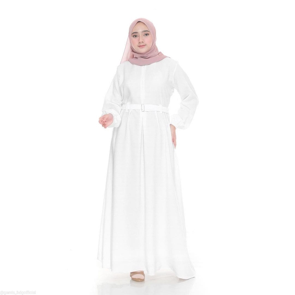 GAMIS PUTIH Modern Gamis Syari Gamis wanita Putih Polos terbaru Gamis Putih Murah Gamis manasik 2021-Nadhira