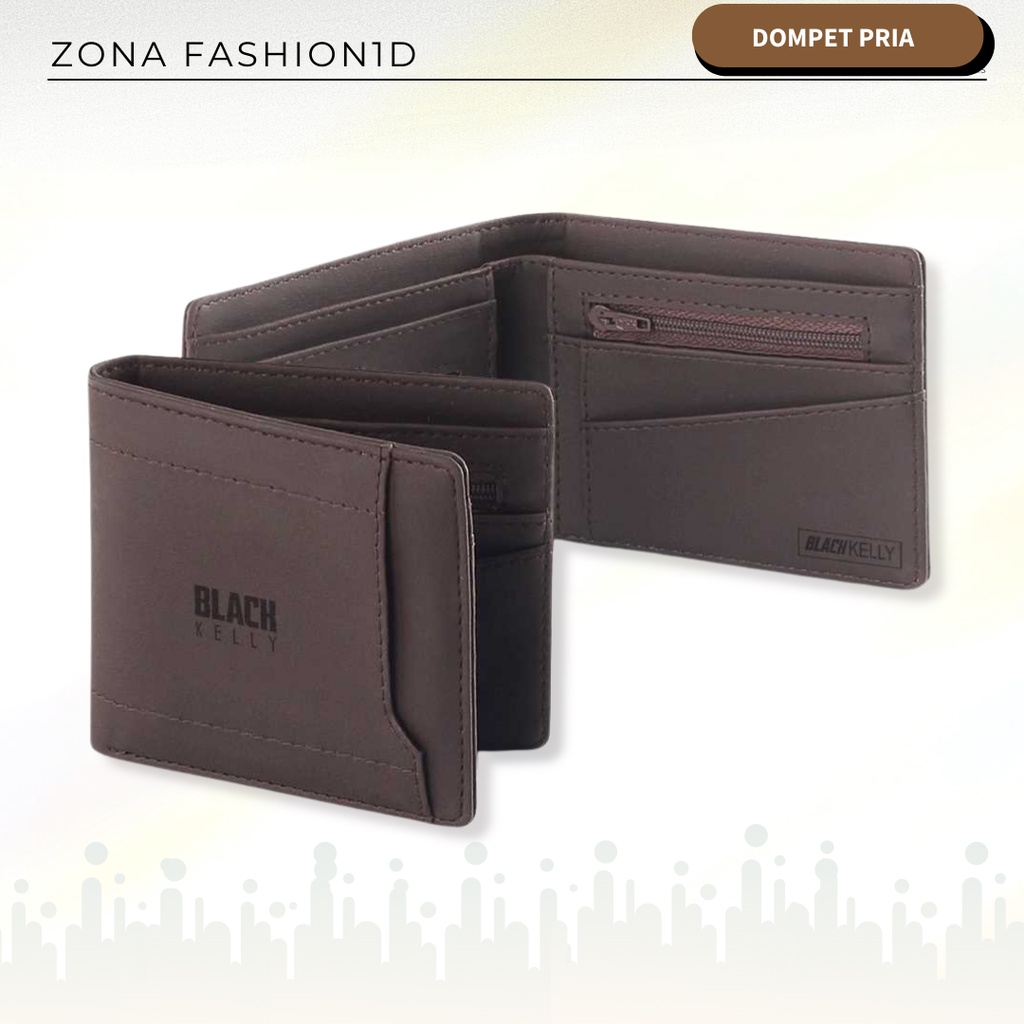 Dompet Pria Keren Wallet Lipat Kulit PU Sintetis Simpel Keren Terbaru Original Distro Warna Coklat