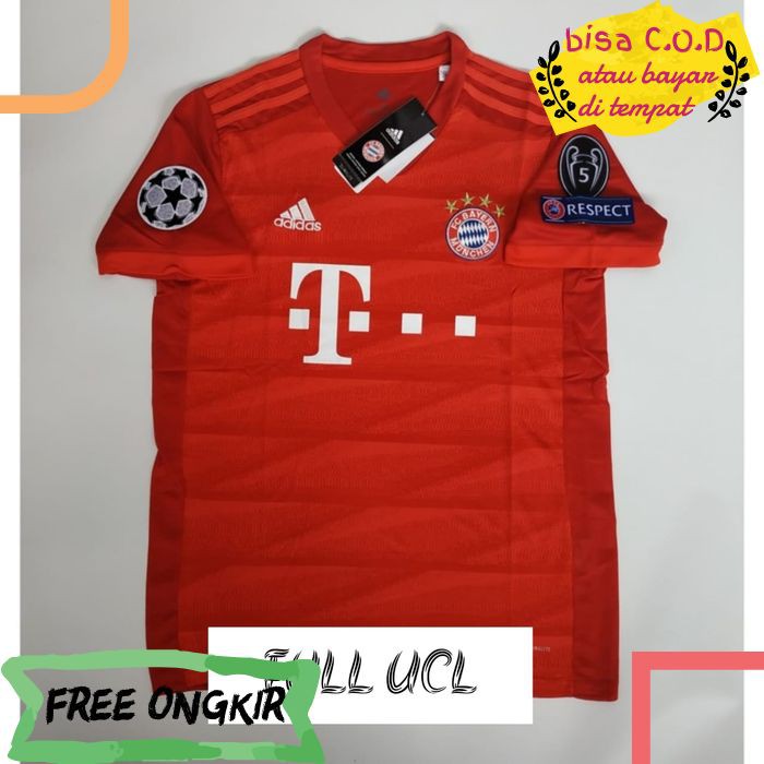 [COD]236 FULL PATCH UCL JERSEY BAJU KAOS OBLONG POLOS PRIA FUTSAL BOLA BAYERN MUNCHEN HOME GRADE ORI