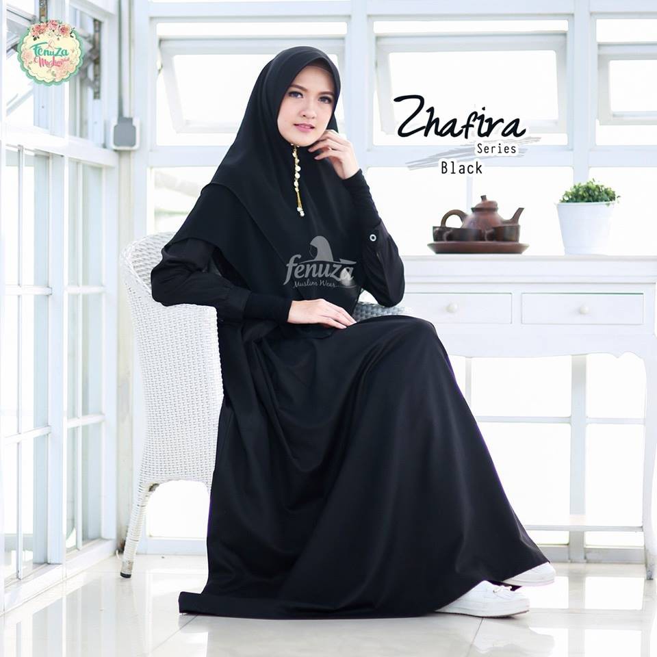 Gamis Only  Zhafira Series BLACK HITAM Fenuza Muslim Wear  Gamis Toyobo HAJI UMROH PESTA