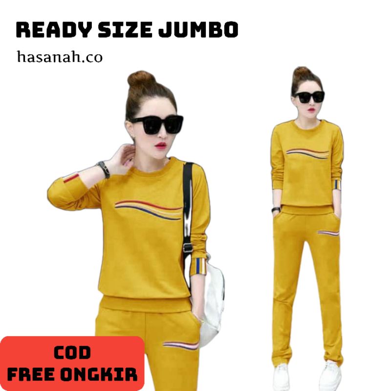 Baju Wanita Perempuan Cewek Warna Kuning Setelan Big Size Jumbo Oversize Xxl Xxxl Seragam Senam Olah